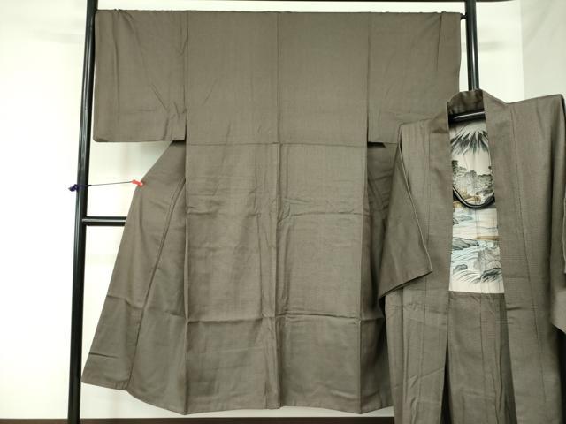 平和屋着物●男性 紬 アンサンブル 長羽織 120亀甲 総詰め 正絹 逸品 DAAX1275op