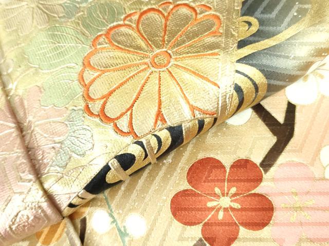 平和屋着物●ブライダルファッションデザイナー・桂由美 振袖・長襦袢(無双仕立て)セット 飛鶴花文 暈し染め 金彩 逸品 DAAX1385op