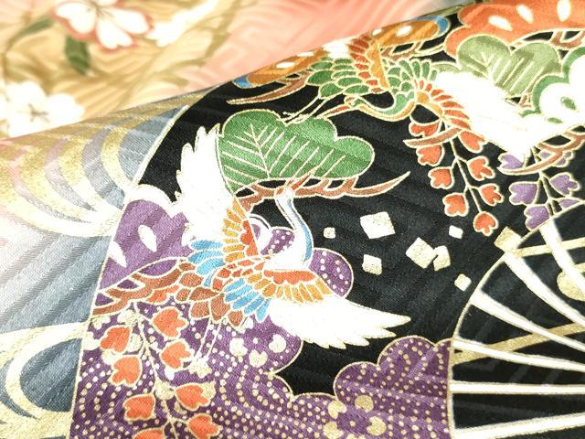 平和屋着物●ブライダルファッションデザイナー・桂由美 振袖・長襦袢(無双仕立て)セット 飛鶴花文 暈し染め 金彩 逸品 DAAX1385op