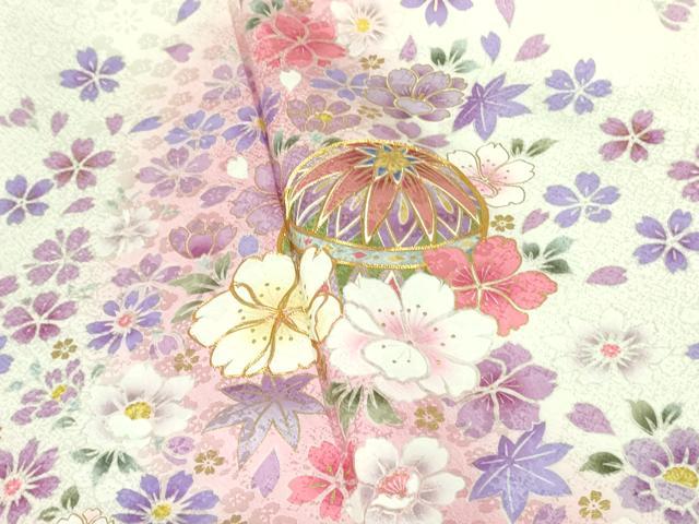 平和屋着物●豪華振袖 駒刺繍 花鞠文 暈し染め 金彩 鈴乃屋扱い 正絹 逸品 DAAX1391op