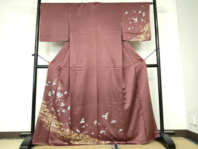 平和屋着物●訪問着 枝垂れ桜 流水文 金彩 正絹 逸品 DAAX1403op