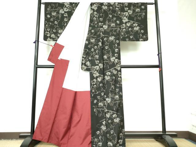 平和屋着物●上質な紬 蔦の葉文 正絹 逸品 DAAX1410op