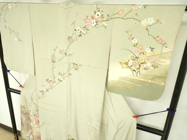 平和屋着物●訪問着 枝花松文 暈し染め 金彩 正絹 逸品 DABE1662op