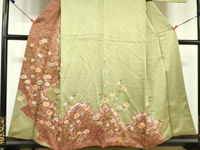 平和屋着物●訪問着 絞り 草花文 金彩 正絹 逸品 DAAX1509op