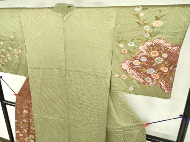 平和屋着物●訪問着 絞り 草花文 金彩 正絹 逸品 DAAX1509op