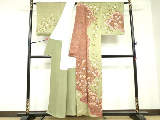 平和屋着物●訪問着 絞り 草花文 金彩 正絹 逸品 DAAX1509op