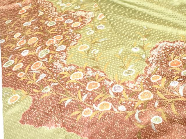 平和屋着物●訪問着 絞り 草花文 金彩 正絹 逸品 DAAX1509op