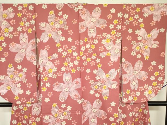 平和屋着物●小振袖 二尺袖 舞桜文 洗える着物 DAAX1541op