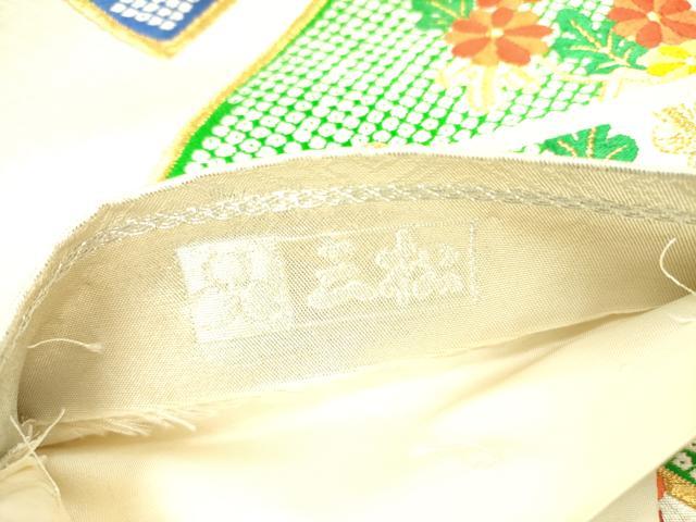 平和屋着物◎六通柄袋帯 唐織 熨斗草花文 金糸 正絹 逸品 DAAX1579op