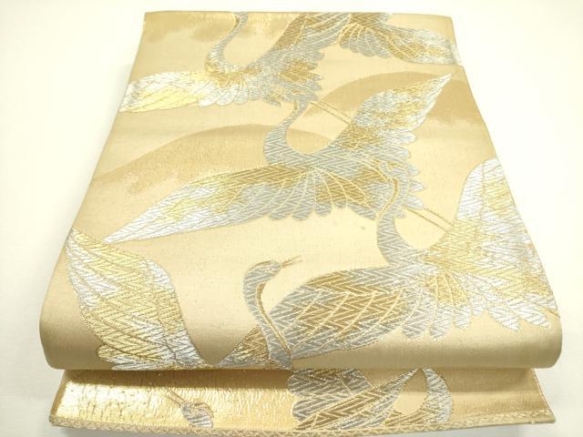 平和屋着物◎六通柄袋帯 飛鶴文 金銀糸 正絹 逸品 DAAX1592op