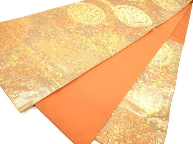 平和屋着物◎六通柄 本袋帯 手越 光悦 花丸文 金糸 正絹 逸品 DAAX1604op