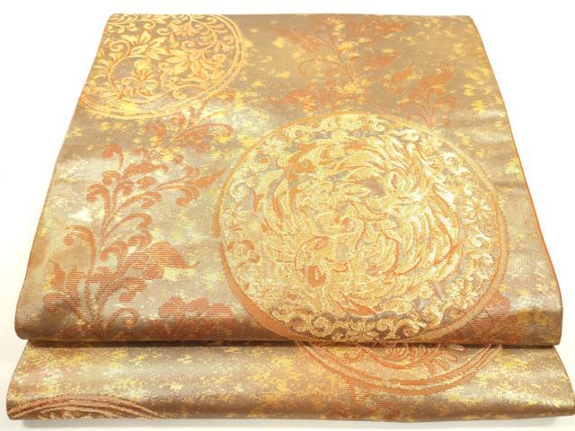 平和屋着物◎六通柄 本袋帯 手越 光悦 花丸文 金糸 正絹 逸品 DAAX1604op