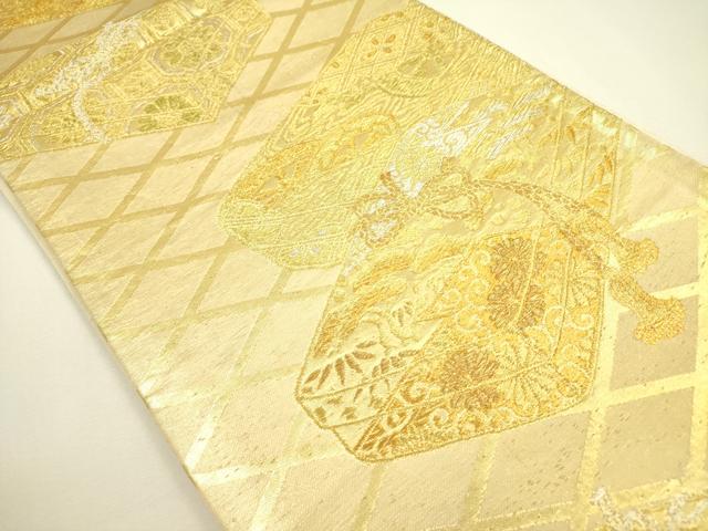 平和屋着物◎六通柄袋帯 花文箱 金銀糸 正絹 逸品 DAAX1619op