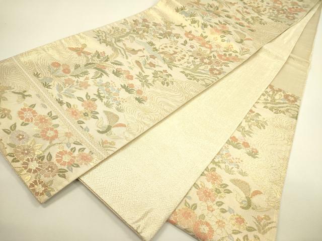 平和屋着物◎佐賀錦 六通柄袋帯 花鳥文 金糸 正絹 逸品 DAAX1647op