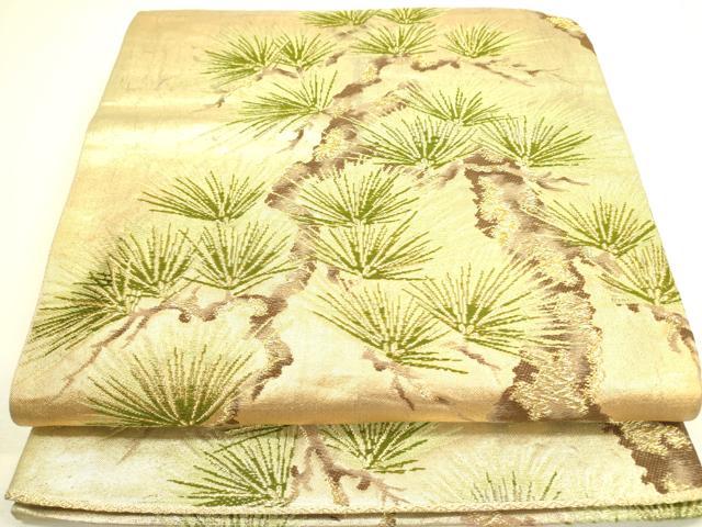 平和屋着物◎六通柄袋帯 唐織 枝松 金糸 正絹 逸品 DAAX1683op