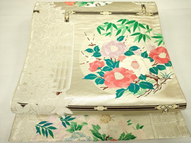 平和屋着物◎六通柄袋帯 唐織 草花丸文 金銀糸 正絹 逸品 DAAX1710op