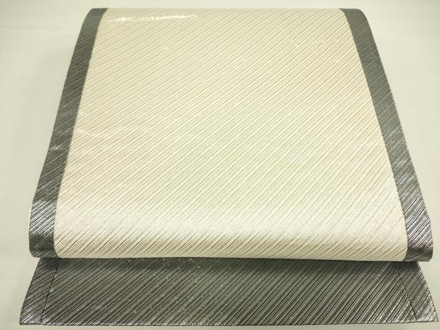平和屋着物◎六通柄袋帯 斜線文 銀糸 正絹 逸品 DAAX1742op