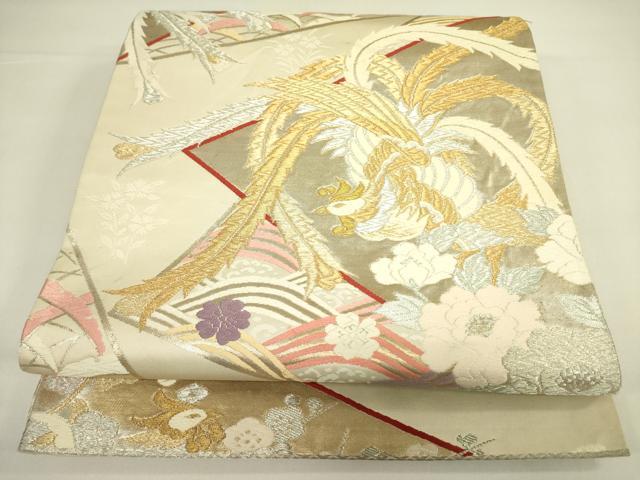 平和屋着物◎六通柄袋帯 唐織 能衣裂地文 金銀糸 正絹 逸品 DAAX1752op
