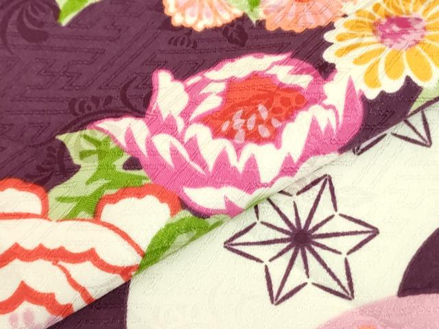 平和屋着物●小振袖 二尺袖 地紙花文 洗える着物 DAAX1942op