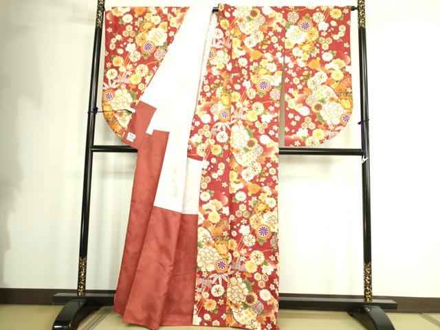 平和屋着物●小振袖 二尺袖 牡丹 亀甲花文 金彩 DAAX1944op