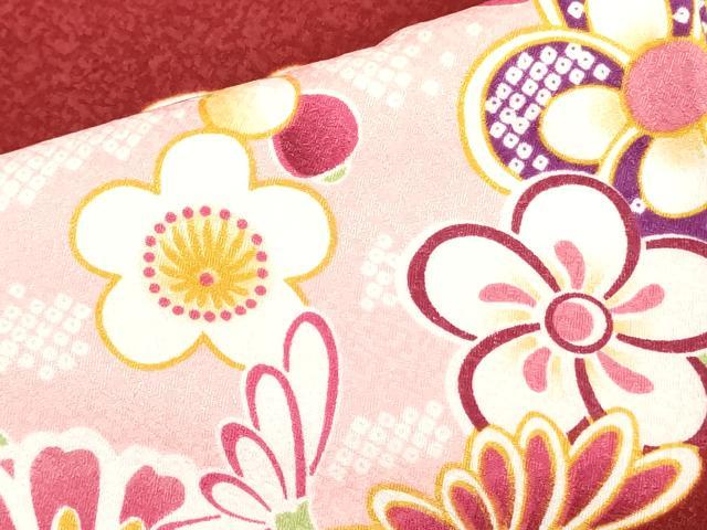 平和屋着物●小振袖 二尺袖 雲取り花文 洗える着物 DAAX1962op