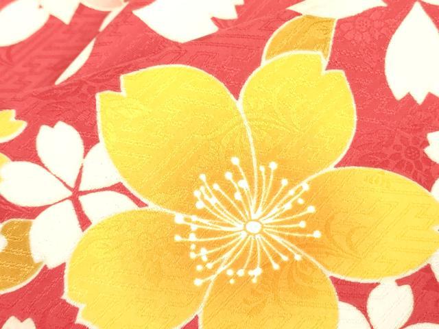 平和屋着物●小振袖 二尺袖 舞桜文 洗える着物 DAAX1980op