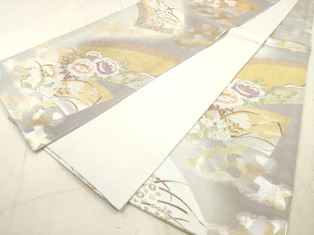 平和屋着物◎六通柄袋帯 風美優彩 華雅錦 地紙花文 金銀糸 正絹 逸品 DAAX2174xg