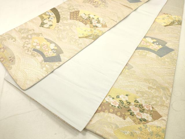 平和屋着物◎六通柄袋帯 唐織 波頭扇面文 金銀糸 正絹 逸品 DAAX2321xg