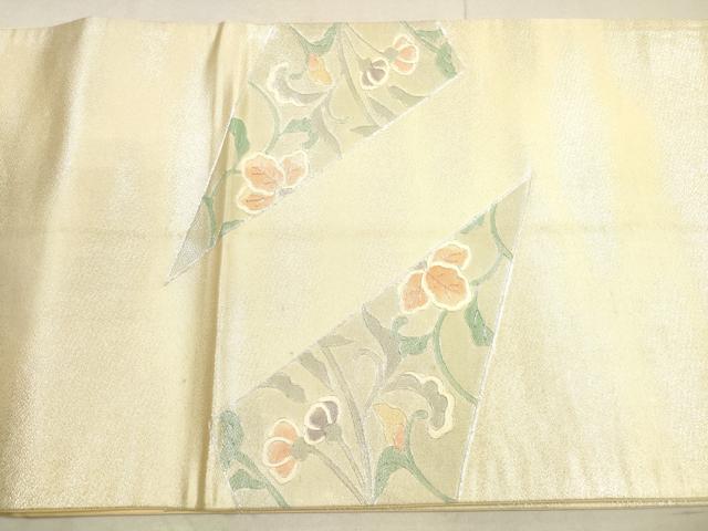 平和屋着物◎太鼓柄袋帯 総刺繍 駒刺繍 正倉院更紗花文 銀糸 正絹 逸品 DAAX2406xg
