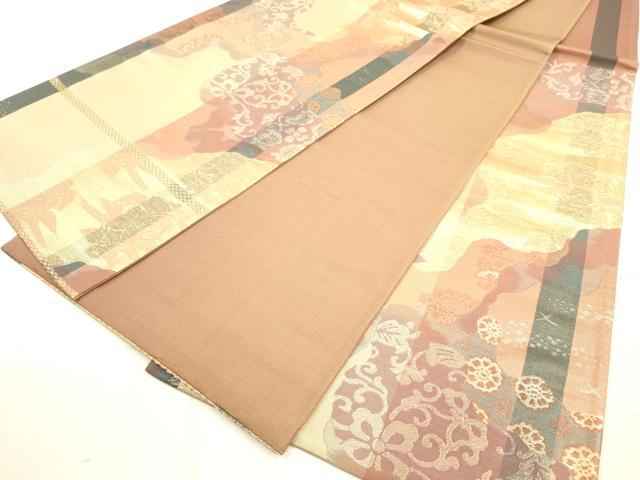 平和屋着物◎六通柄袋帯 道長花鳥文 金糸 正絹 逸品 DAAX2421xg