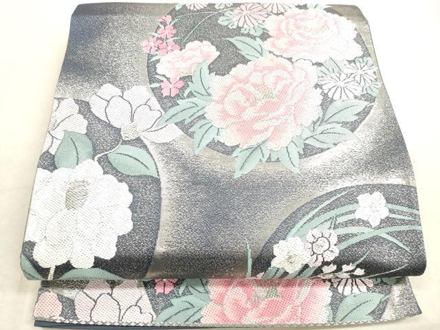 平和屋着物◎六通柄袋帯 花丸文 金銀糸 正絹 逸品 DAAX2428xg