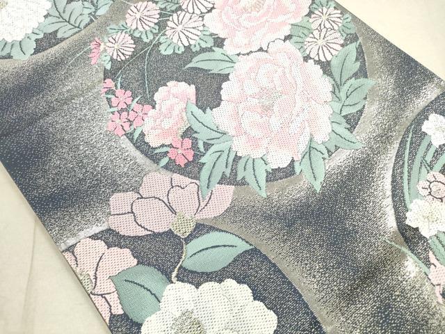 平和屋着物◎六通柄袋帯 花丸文 金銀糸 正絹 逸品 DAAX2428xg