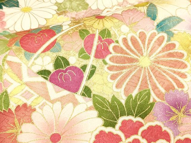 平和屋着物●豪華振袖 駒刺繍 花毬紋 暈し染め 金彩 正絹 逸品 DAAX2526du