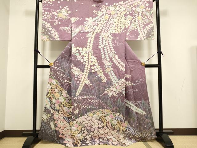 平和屋着物●訪問着 絞り 辻が花 金通し地 正絹 逸品 DAAX2544du