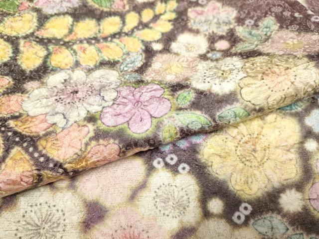 平和屋着物●訪問着 絞り 辻が花 金通し地 正絹 逸品 DAAX2544du