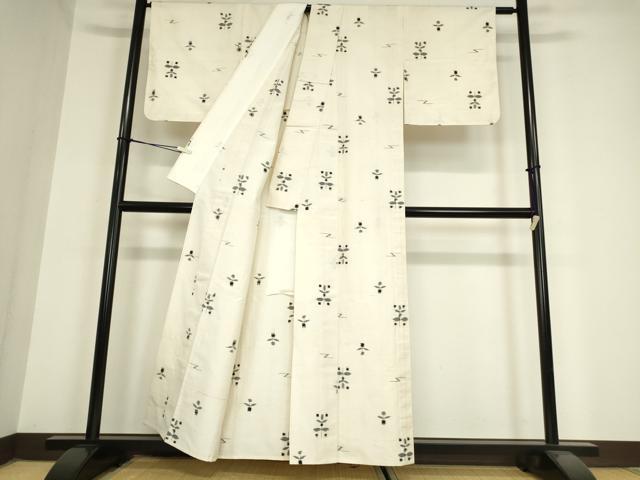 平和屋着物▽上質な紬 単衣 絣花文 正絹 逸品 DAAX3001az