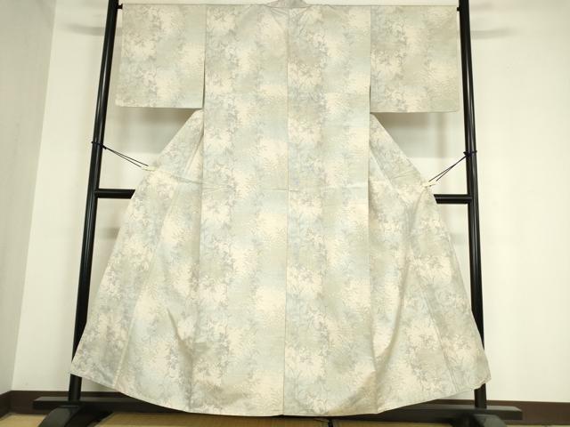 平和屋着物▽上質な紬 単衣 草葉文 正絹 逸品 DAAX3017az