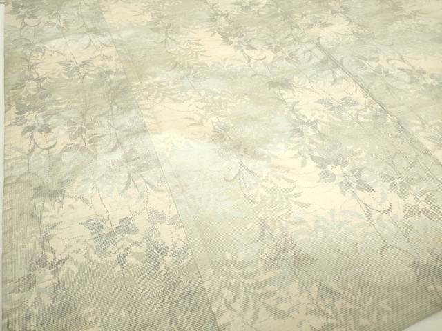 平和屋着物▽上質な紬 単衣 草葉文 正絹 逸品 DAAX3017az