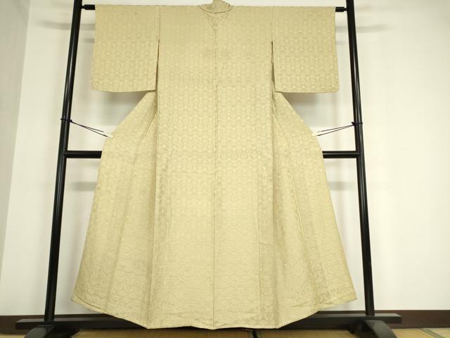 平和屋着物▽極上 お召 単衣 亀甲花文 正絹 逸品 DAAX3019az