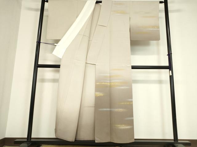 平和屋着物▽人間国宝 福田喜三郎 訪問着 単衣 霞文 金銀彩 正絹 逸品 DAAX3029az