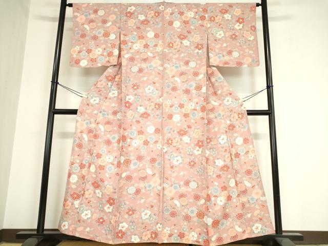 平和屋着物▽創業460年・千總 小紋 単衣 梅牡丹文 金彩 伊勢丹扱い 正絹 逸品 未使用 DAAX3070az