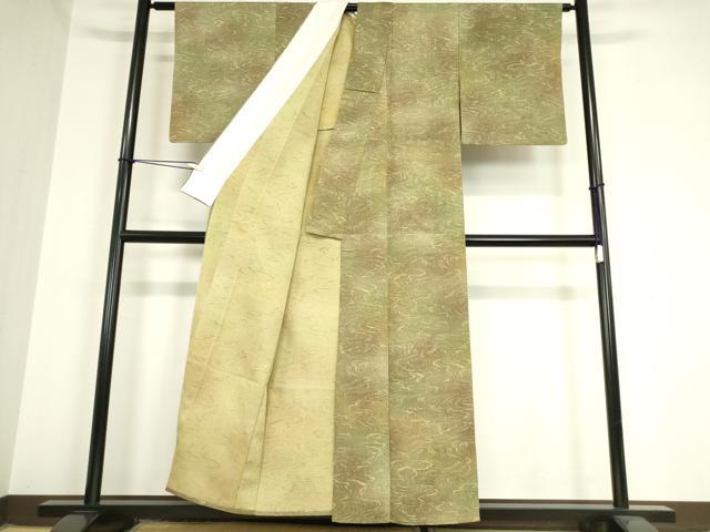 平和屋着物▽上質なお召 単衣 流水文 正絹 逸品 DAAX3073az