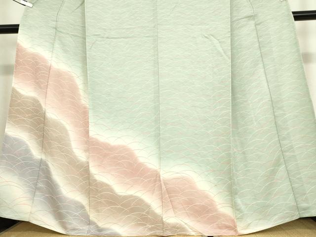 平和屋着物▽訪問着 単衣 芝文 暈し染め 正絹 逸品 DAAX3076az