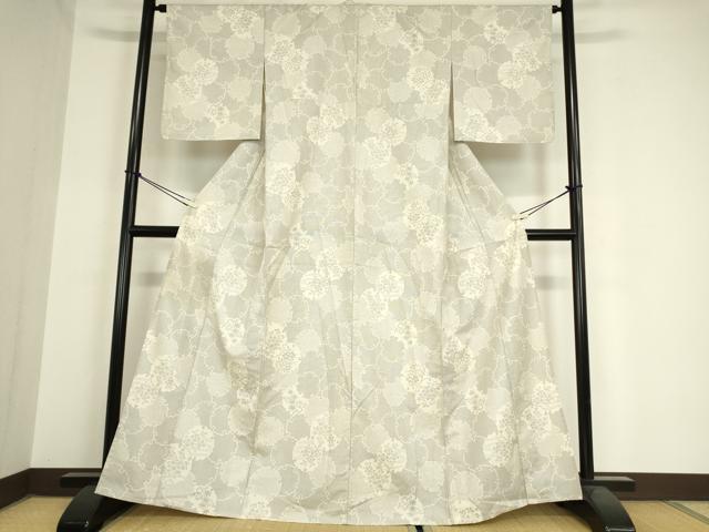 平和屋着物▽上質な紬 単衣 雪輪花文 正絹 逸品 DAAX3077az