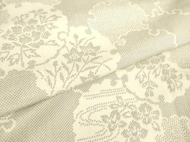 平和屋着物▽上質な紬 単衣 雪輪花文 正絹 逸品 DAAX3077az