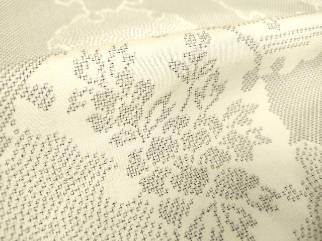 平和屋着物▽上質な紬 単衣 雪輪花文 正絹 逸品 DAAX3077az