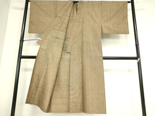 平和屋着物▽男性 紬 単衣 朽葉色 正絹 逸品 DAAX3099az