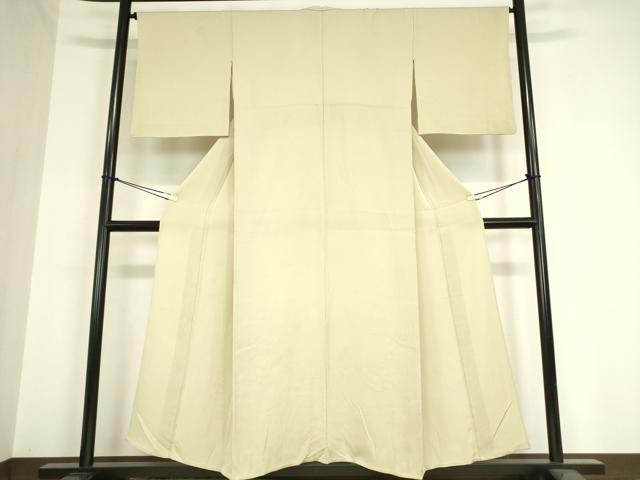 平和屋着物▽上質な色無地 単衣 縞地紋 練色 正絹 逸品 DAAX3121az