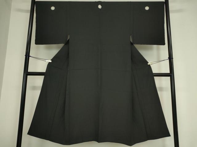 平和屋着物▽男性 黒紋付 単衣 正絹 逸品 未使用 DAAX3134az