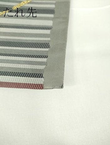 平和屋着物▼六通柄袋帯 斜線文 金糸 正絹 逸品 DAAX3265az